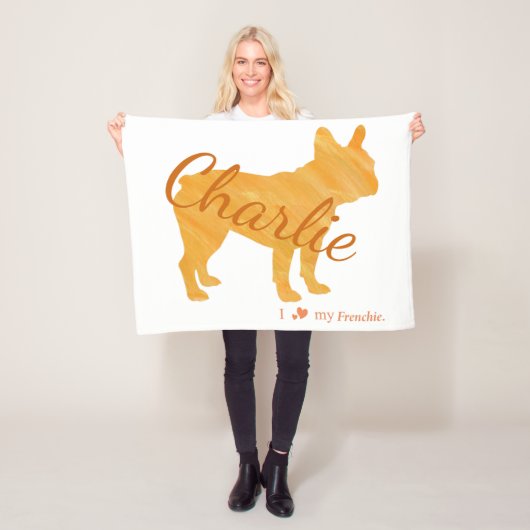 Personalized French Bulldog Pastel Orange  Frenchi Fleece Deken (In situ)
