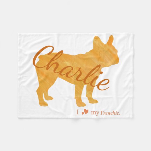 Personalized French Bulldog Pastel Orange  Frenchi Fleece Deken (Voorkant (Horizontaal))