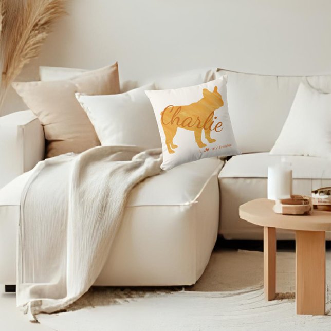 Personalized French Bulldog Pastel Orange Frenchie Kussen (Creator heeft geüpload)