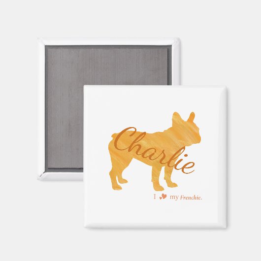Personalized French Bulldog Pastel Orange Frenchie Magneet (Voorkant / Achterkant)