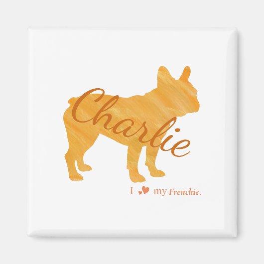 Personalized French Bulldog Pastel Orange Frenchie Magneet (Voorkant)