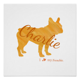Personalized French Bulldog Pastel Orange Frenchie Perfect Poster