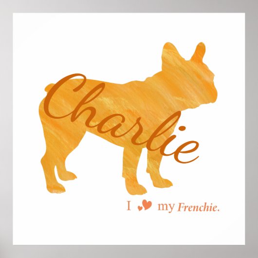 Personalized French Bulldog Pastel Orange Frenchie Poster (Voorkant)