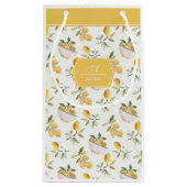 Personalized French Country Lemon Pattern Monogram Klein Cadeauzakje (Achterkant)