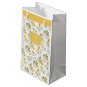 Personalized French Country Lemon Pattern Monogram Klein Cadeauzakje (Achterkant Gekanteld)