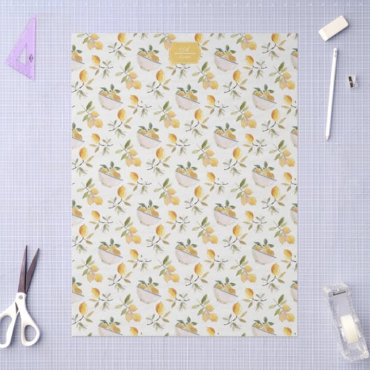 Personalized French Country Lemon Pattern Monogram Tissuepapier (Craft)