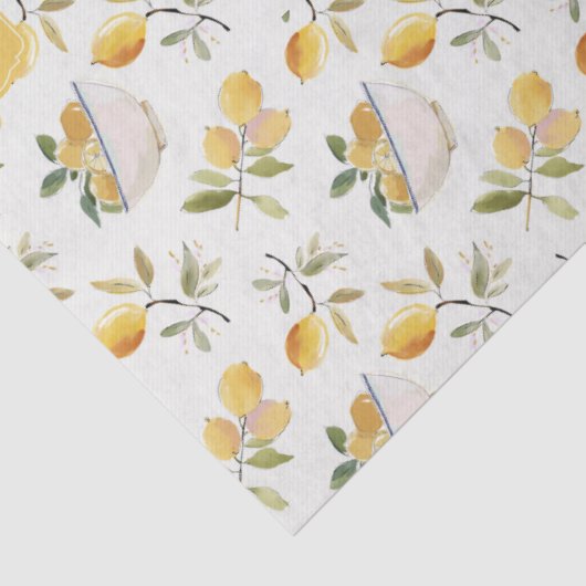 Personalized French Country Lemon Pattern Monogram Tissuepapier (Detail)