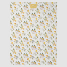 Personalized French Country Lemon Pattern Monogram Tissuepapier