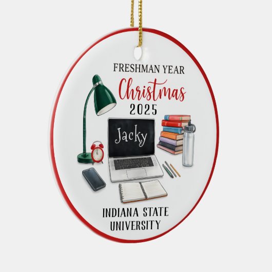 Personalized Freshman Year Christmas For College Keramisch Ornament (Rechts)