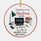 Personalized Freshman Year Christmas For College Keramisch Ornament (Voorkant)