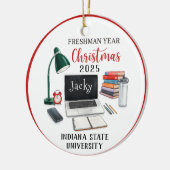 Personalized Freshman Year Christmas For College Keramisch Ornament (Links)