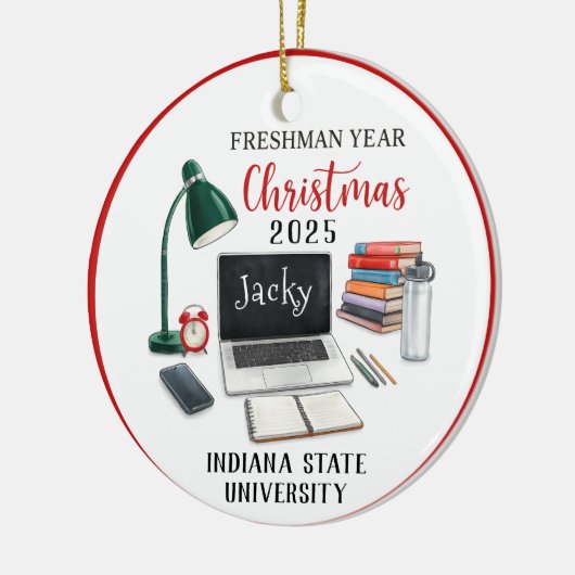 Personalized Freshman Year Christmas For College Keramisch Ornament (Links)