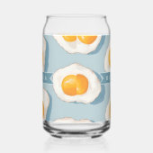 Personalized Fried Egg Pattern Fun Blue Funny  Blikvorm Glas (Links)