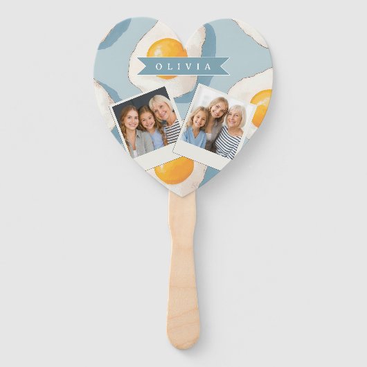 Personalized Fried Egg Pattern Fun Blue Funny Handwaaier (Voorkant)