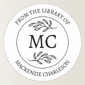 Personalized From the Library Monogram Bookplate Ronde Sticker
