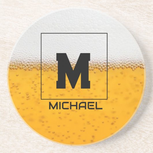 Personalized Frosted Beer Mug with Custom Name Zandsteen Onderzetter (Voorkant)