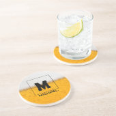 Personalized Frosted Beer Mug with Custom Name Zandsteen Onderzetter (Zijkant)