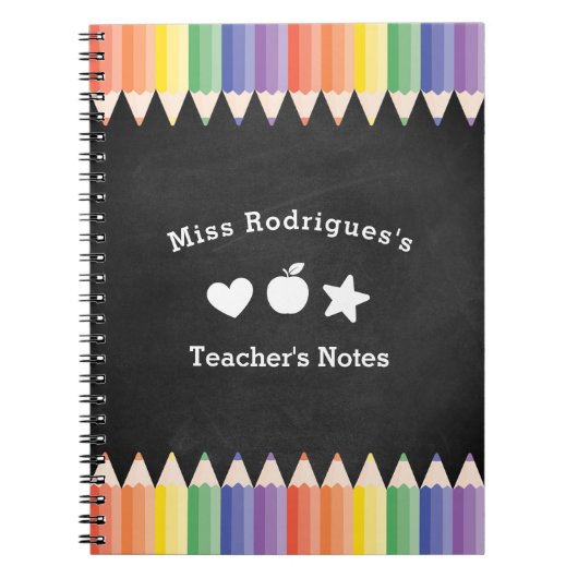 Personalized Fun Colorful Teacher Notitieboek (Voorkant)