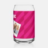 Personalized Fun Cute Modern Pink Stripe Blikvorm Glas (Links)