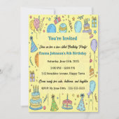 Personalized Fun Doodle Art Kids Birthday Party Kaart (Voorkant)