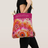 Personalized Fun Orange Hot Pink Batik Art Pattern Tote Bag (Dichtbij)