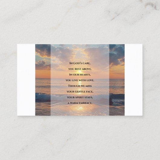 Personalized Funeral Prayer Card – Sunset Design Visitekaartje (Achterkant)