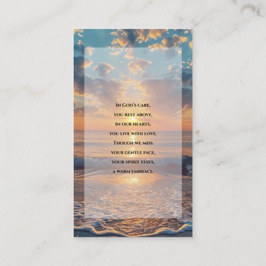 Personalized Funeral Prayer Card – Sunset Design Visitekaartje (Achterkant)