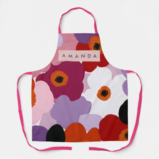 Personalized Funky Red and Pink Flower Design Schort (Voorkant)