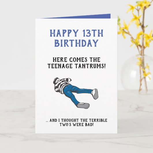 Personalized Funny 13th Birthday | Teenager Kaart (Gele Bloem)