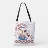 Personalized Funny Baseball Mum Retro Flower Tote Bag (Achterkant)