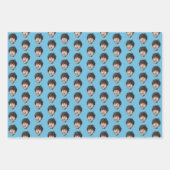 Personalized Funny Blue Custom Face Photo Inpakpapier Vel (Voorkant 3)