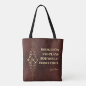 Personalized Funny Bookish Ornamental Polyester Tote Bag (Achterkant)
