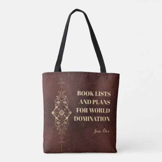 Personalized Funny Bookish Ornamental Polyester Tote Bag (Achterkant)