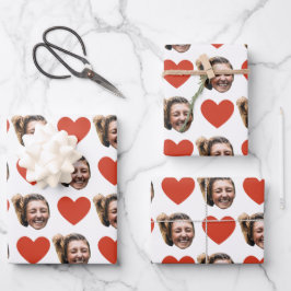Personalized Funny Custom Face Photo Love Heart  Inpakpapier Vel