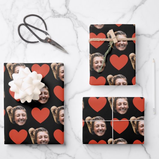 Personalized Funny Custom Face Photo Love Heart  Inpakpapier Vel (Voorkant)