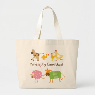Personalized Funny Farm Animals Canvas tas