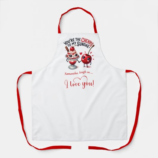 Personalized Funny Food Romantic Valentine Apron Schort (Voorkant)