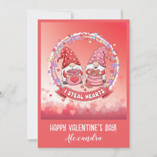 Personalized Funny Gnome Valentine  Kaart (Voorkant)
