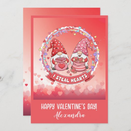 Personalized Funny Gnome Valentine Kaart (Voorkant / Achterkant)