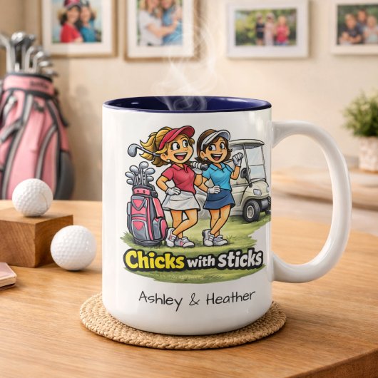Personalized Funny Golf Buddies BFF Mug Tweekleurige Koffiemok