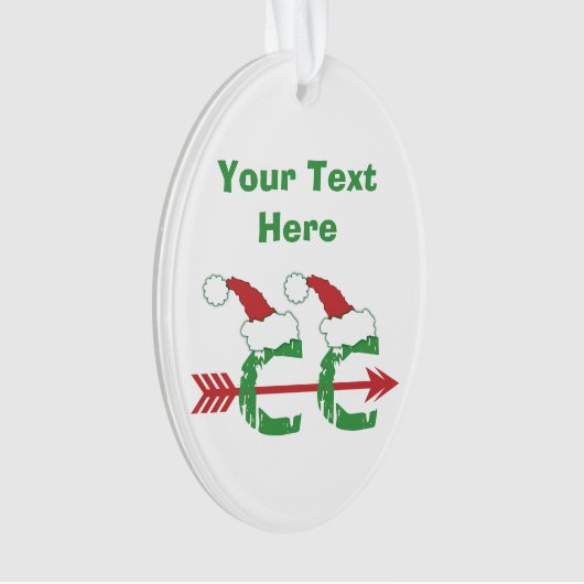 PERSONALIZED Funny Kerstman Cross Land Ornament (voorkant)