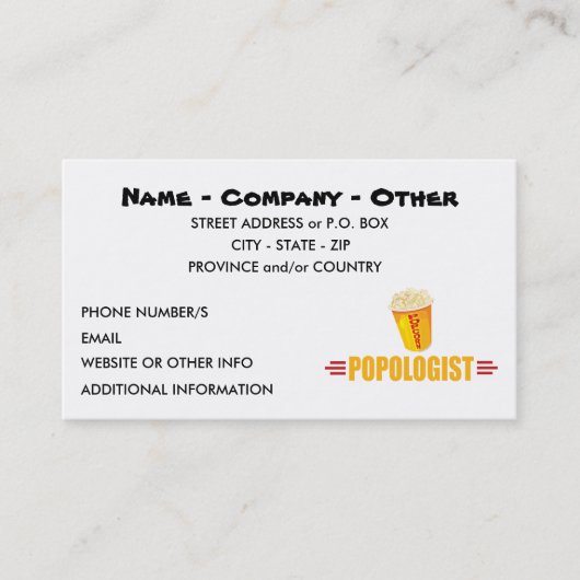 Personalized Funny Popcorn Visitekaartje (Voorkant)