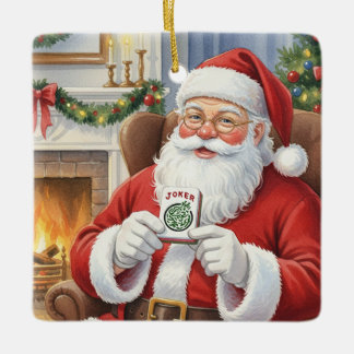 Personalized Funny Santa Bring Me a Joker Mahjong Keramisch Ornament