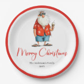 Personalized Funny Santa Christmas Dinner Plates Papieren Bordje (Voorkant)
