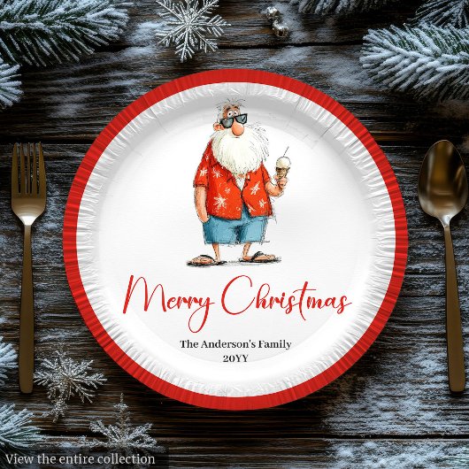 Personalized Funny Santa Christmas Dinner Plates Papieren Bordje
