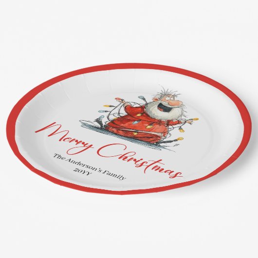 Personalized Funny Santa Claus Holiday Paper Plate Papieren Bordje (Gekanteld)