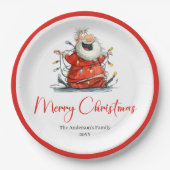 Personalized Funny Santa Claus Holiday Paper Plate Papieren Bordje (Voorkant)