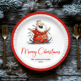 Personalized Funny Santa Claus Holiday Paper Plate Papieren Bordje