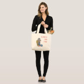 Personalized Funny Sheep Knitter with yarn Grote Tote Bag (Voorkant (model))