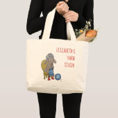 Personalized Funny Sheep Knitter with yarn Grote Tote Bag (Voorkant (product))
